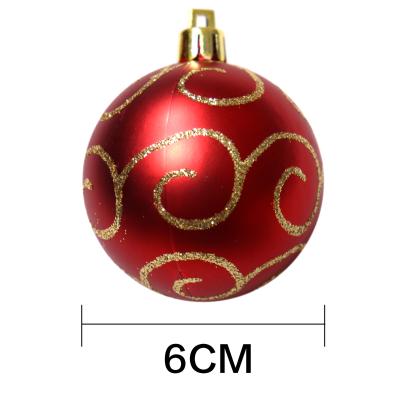 China Gold Plastic Red Color Christmas Party Sparkle Electroplating Hanging Balls for sale