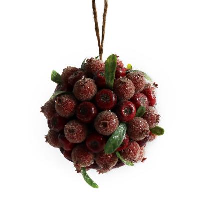 China Foam Artificial Red Christmas Mistletoe Holiday Ornament Hawthorn Kiss Ball for sale