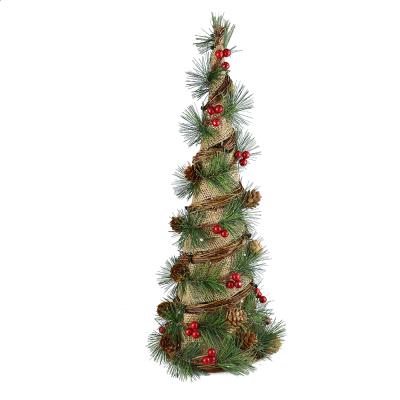 China Wholesale Plastic Pine Needle Glitter Decorative Christmas Tower Tabletop Fake Tree for sale