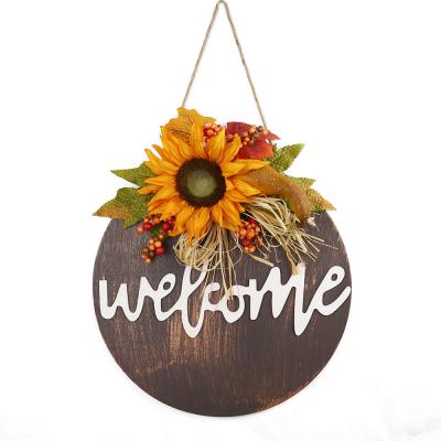 China The Letters Are 3D Effecting The Welcome Fall Harvest Sign Sunflower Pumpkin Fall Porch Sign For Front Entry for sale