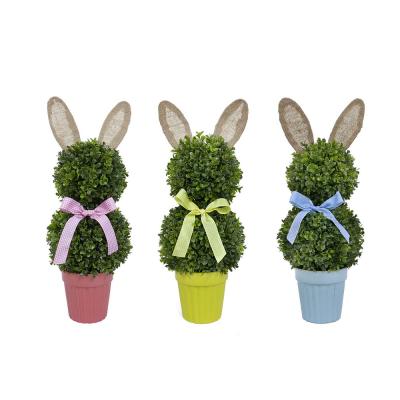 China Rabbit Shaped Bunny Topiary For Spring Summer Artificial Decor Boxwood Leaf New Topiary Design for sale