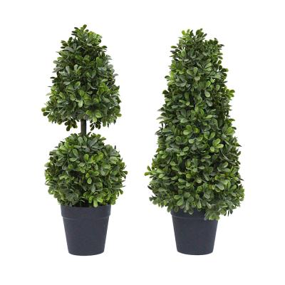 China Tower Shaped Factory Wholesale Artificia Boxwood Topiary Tree In Plastic Pot for sale