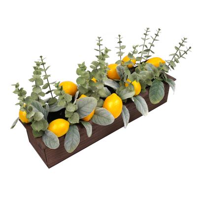 China New Next Indoor Or Outdoor Potted Plant Fake Decorative Potted Yellow Lemon Shrubs With Sconce for sale