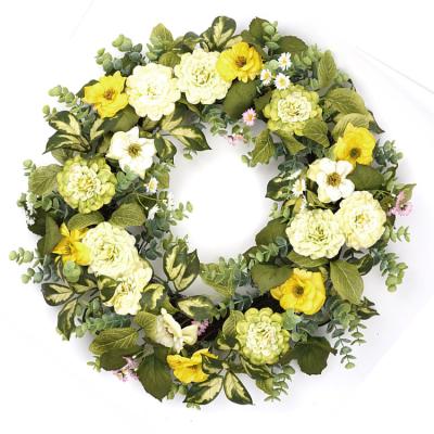 China Wholesale Hand Made Realistic Artificial Spring Plant Ring Wreath 60cm Floral Decoration Indoor or Outdoor for sale