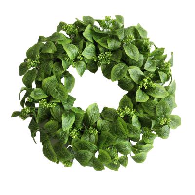 China New Popular Faux Spring Ornament Vivid Artificial Magnolia Leaf Decorative Wreath With Berry Decor 12