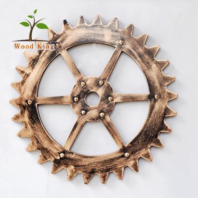 China Creative Soft Wall Art Home Decoration Wooden Gear Decoration 35cm Eco-friendly Mechanical Gear for sale