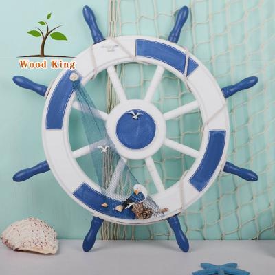 China China Handmade Pine Bar Wall Ornament Rudder Wall Hanging Creative Mediterranean Yiwu Home Decoration Wall for sale