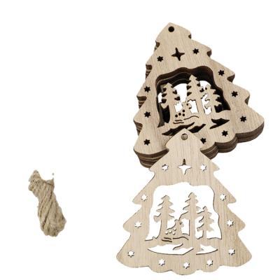 China 2021 China Crafts Christmas Tree Holiday Decoration Creative Wooden Christmas Tree Wooden Pendant for sale