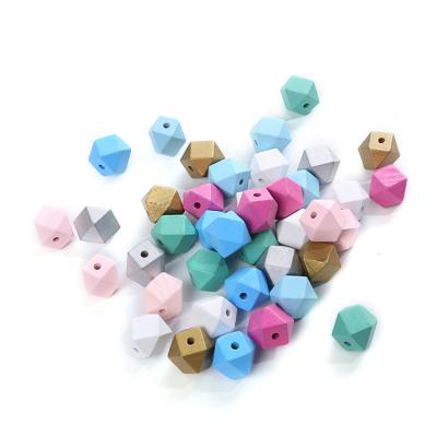 China Safe Manufacturer China Diy Handmade Jewelry Accessories Section Color Octagonal Wood Loose Open Geometric Faceted Wooden Beads for sale