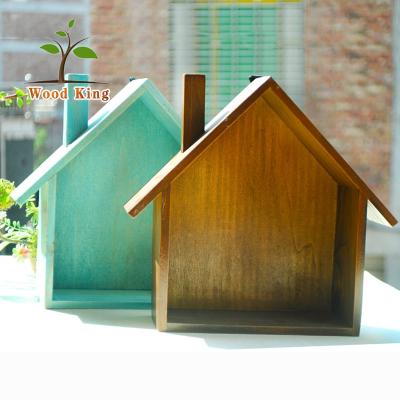 China Eco-Freindly Chinese Fir Make Old Vintage Wooden Storage Box House Office Decorations Open Wooden House for sale