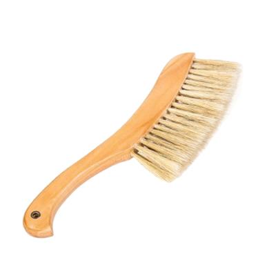 China Viable Custom Printing Your Own Logo Brown Pig Mane Broom Field Handle Hair Brush Cleaning Wooden Hog ​​Hair Bed Brush for sale