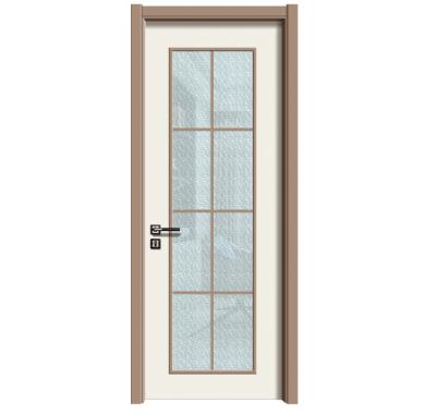 China Custom Wholesale Half Glass Wood Door Modern Factory Design Latest Interior Modern Solid Wood Bathroom Door for sale