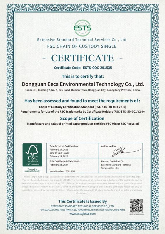 FSC - Dongguan EECA Environmental Technology Co., Ltd.