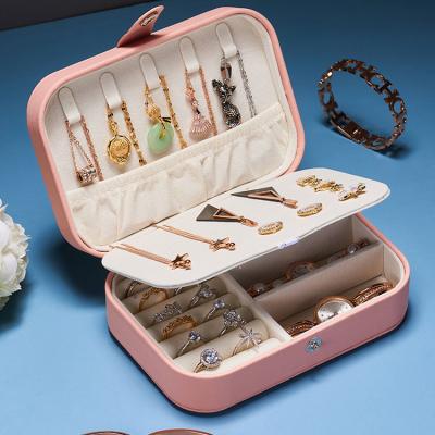 China Luxury Handmade Velvet Insert Travel PU Leather Jewelry Case Packaging Box Ring Bracelet Necklace Jewelry Organizer Box With Zipper for sale