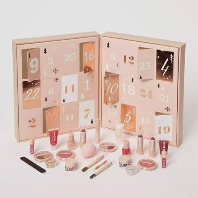 China Newcomer Paper Shape Book Advent Favor Christmas Cardboard Calendar Lip Gloss Perfume Lip Lash Box Cosmetics Handmade Set Packaging Box for sale