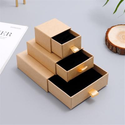 China Handmade Small Pink Paper Drawer Style Ring Necklace Bracelet Jewelry Packaging Box Stud Earring Pendant Cardboard Pull Out Box With Foam for sale