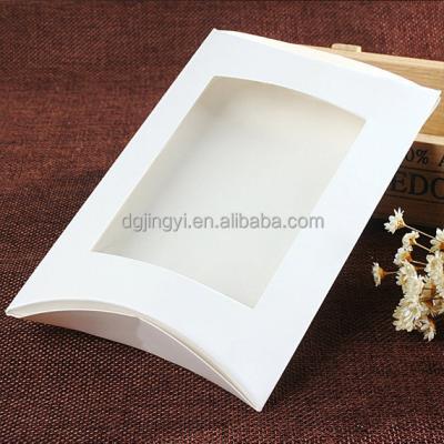 China Hot Selling Golden Paper Wig Handmade Clear Window Pillow Gift Packaging Boxes With Transparent PVC Window for sale