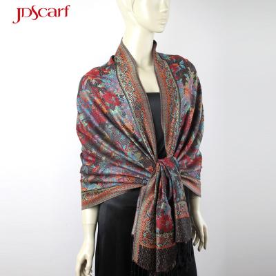 China Chinese Leisure Abaya Jacquard Fashion Flower Paisley Scarf Pashmina for sale