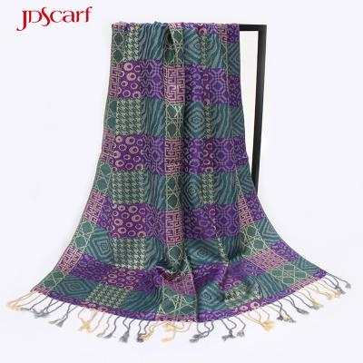 China Indian Leisure Stole Cotton Saree Kantha Stitch Peacock Feather Shawls Indian Stoles for sale