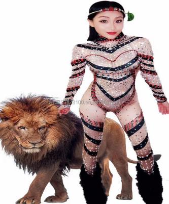 China Sets Stripe Women's African Dew Meat Print Jumpsuit Animal Part for sale