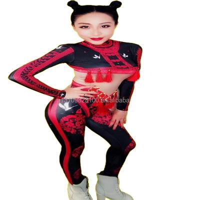 China Chinese prop nightclub button-print jumpsuit party costume for sale