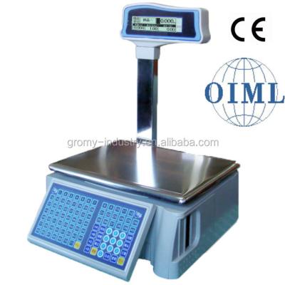 China Barcode Scale For Retail Markets OIML Electronic Tag Printing Barcode Scale With Poles Display for sale