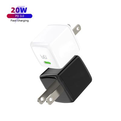 China Newest Mobile Phone Design US 20w Mini Pd Fast Charger Type C Usb Usb Single Port Wall Charger Usb Usb-c UK Foldable Palladium Adapter for sale