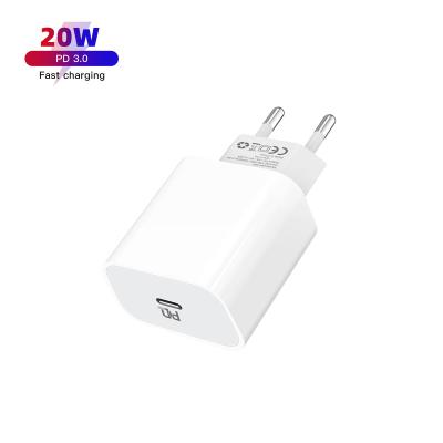 China Cheap-efficient Usb A & Type C Socket Wall Cell Phones 20w PD Wall Charger Usb C Dual Port Phone Charger for sale