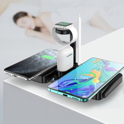 China Smart Watch 2019 New 4 in 1 Mobile Phone Dock 10W Qi Fast Charging Wireless Charger for Airpods for Apple Watch for Android Phones for sale