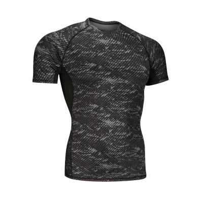 China Custom Anti-Wrinkle Mens Camouflage Printing Compression Short Sleeve T-shirt Athletic Running Sports Wear Dry Fit Gym Wear for sale