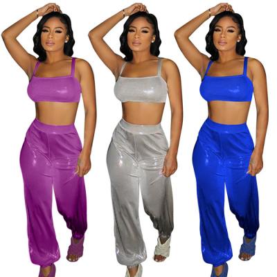 China F228-fashion QUICK DRY Solid Color Women's Clothing Jogging Suits Women Summer 2 Piece Set for sale