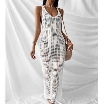 China J2017-summer breathable stretching backless dress solid color knit dress ladies beach maxi dress 2022 for sale