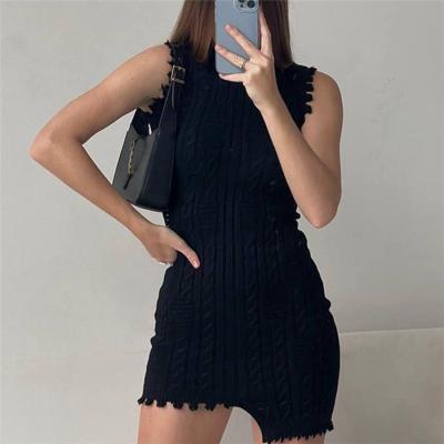 China J2002-2022 New Arrivals Solid Color Bodycon Dress Breathable Sleeveless Summer Knit Dress for sale