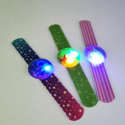 China Promotional Super Custom Gift / Party Wristband / High Brightness Glowing In Dark PVC Slap Strips for sale