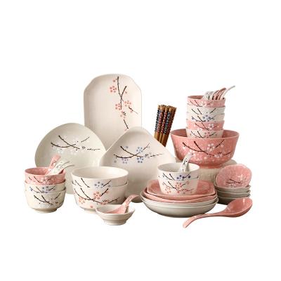 China Viable Japanese Bowls Undercoat Color Dinnerware Set Housewarming Wedding Gift Box Household Dishes and Tableware for sale