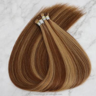 China 100% European Remy Hand Tied Weft Hair Double Drawn Hair Extension for sale