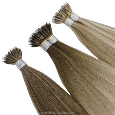 China 100% Remy Human Hair Pre Bonded Nano Tip Russian Hair Extensions 100% Double Drawn Hair 100% Human Hair for sale