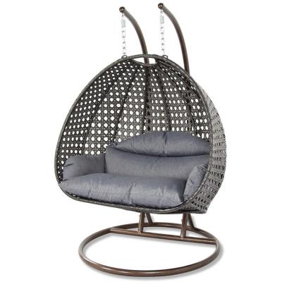 China Modern outdoor garden patio swings double seater rattan eggs hanging outdoorsy wicker swing chairs outdoor furniture for sale