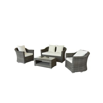 China Garden Sofa 4Pcs Light Gray Modern Outdoor Rattan Sofa Set Rattan Furniture Garden Conversation Sofa Set for sale