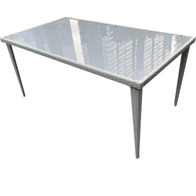 China Modern Outdoor Tables Steel Frame With PE Rattan Black Garden Cafe Dining Table for sale