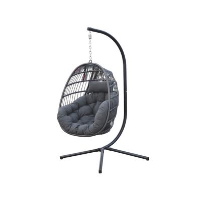 China Modern Foldable Garden Rope And Steel Swing Chair Rattan Lounge Chair With Steel Stand Customized for sale