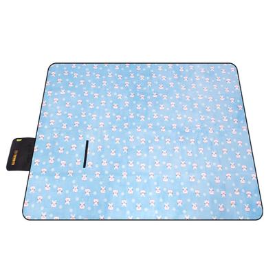 China Sublimation Coral Fleece Bounded Waterproof PEVA Picnic Moisture Proof Blanket For Camping Mat for sale