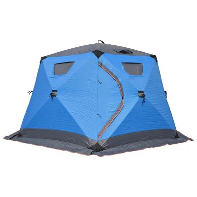 China High Quality Single Cube Portable Folding Outdoor Automatic Pop Up Diamond Ground Nail Hot Sale Hexagonal Ice Fishing Camping Tent for sale