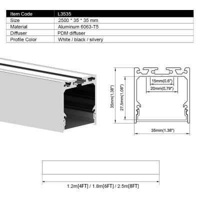 China Commercial Architectural Aluminum Linear LED Profile LED Profile L3535 Linear Profile For LED Linear Lighting Fixtures for sale