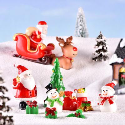 China Europe Christmas Tree Santa Claus Kawaii Snowman Miniature Resin Figurines Mini Reindeer Greenhouse Ornament DIY Gift Supplies Room Decor for sale