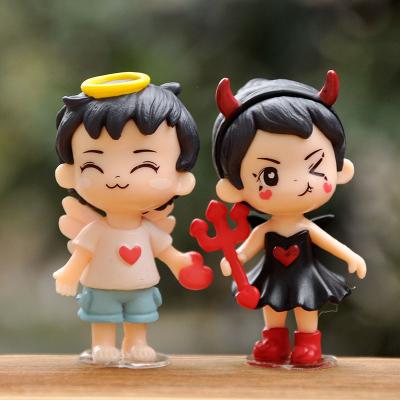 China Europe Devil Angel Lover Couple 3D Doll Action Number For Miniature Car Ornament Craft Boy Girl Gift Box PVC Desktop Decor for sale