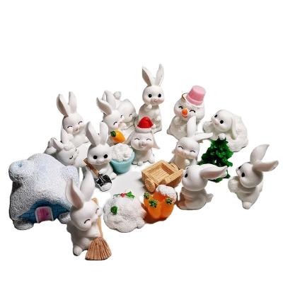 China Europe Easter Bunny Resin Miniature Craft Mini Animal Home Statue Kawaii Ornament Potted Moss Decor Terrarium Figurines Lawn Decor for sale