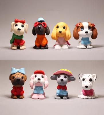 China Europe PVC Little Dog For Fairy Plastic Figurines Decor Cartoon Statue Ornament Craft Miniature Mystery Box Garden Car Auto Accessories for sale