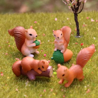 China Europe PVC Squirrel Set For Gift Box Miniature Plastic Fairy Garden Craft Ornament Cartoon Figurines Car Desk Decor for sale