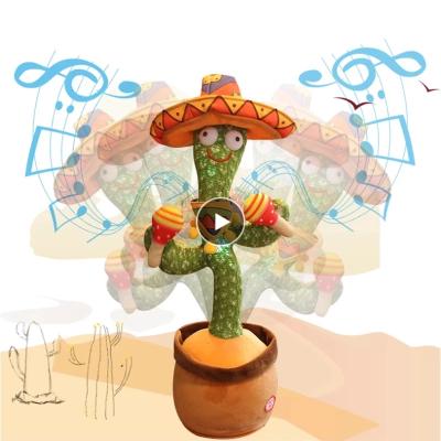 China Newest Eco-friendly Material Soft Cactus Plush Doll Babies Sing Dancing Voice Record Toy For Kid Dancing Cactus for sale